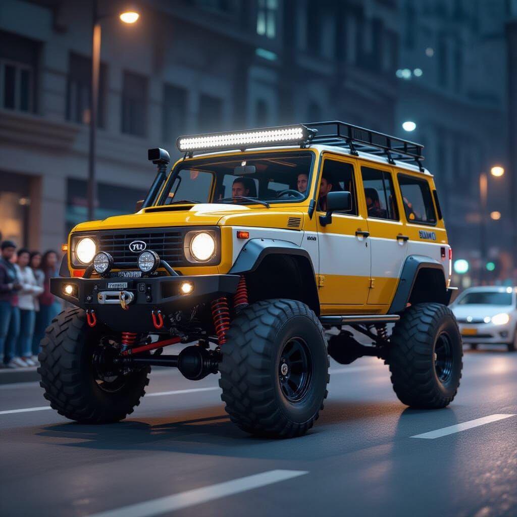 Modified TATA SUMO Cruising Boulevard at Night