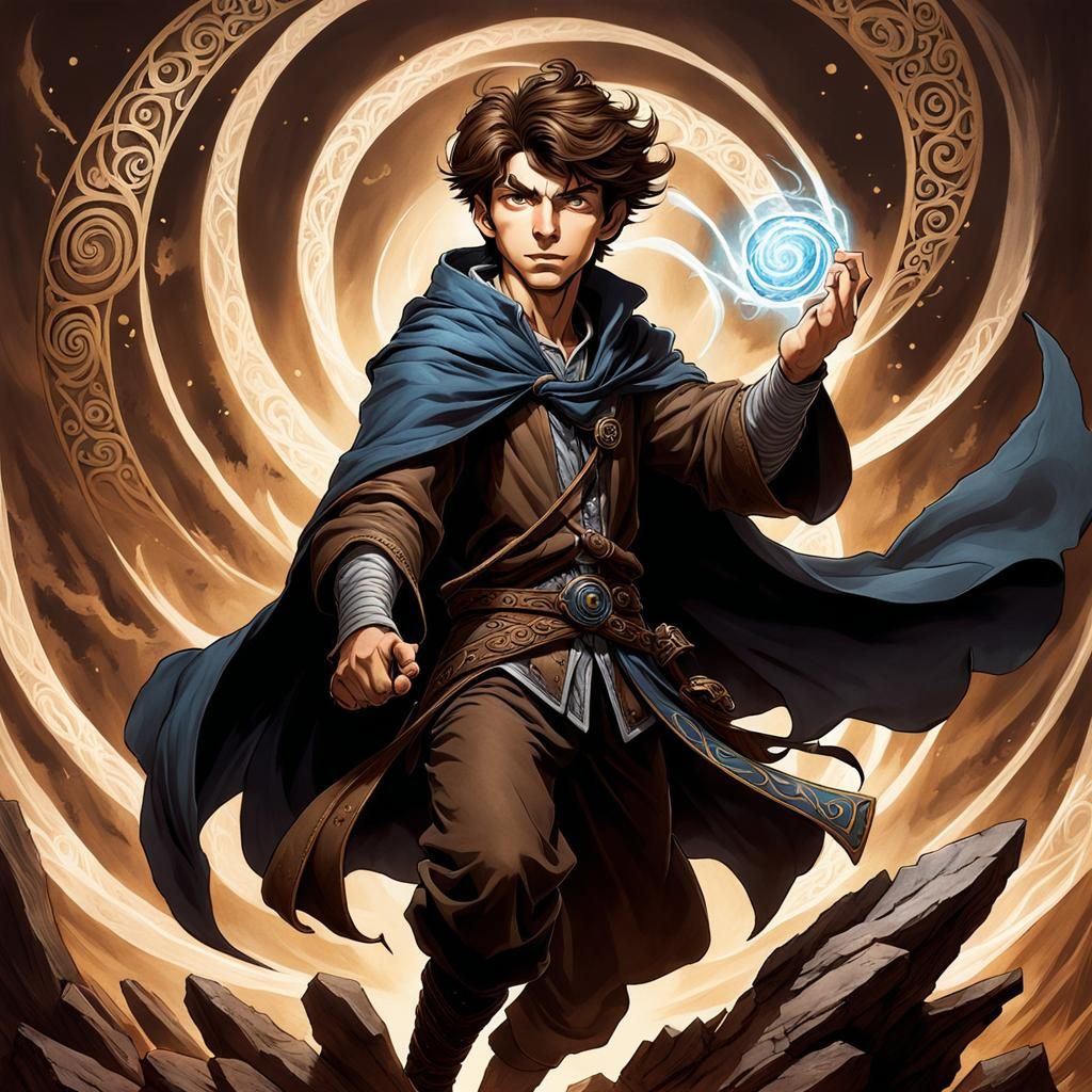 Anime Wizard in Chiaroscuro Style, DnD Inspired