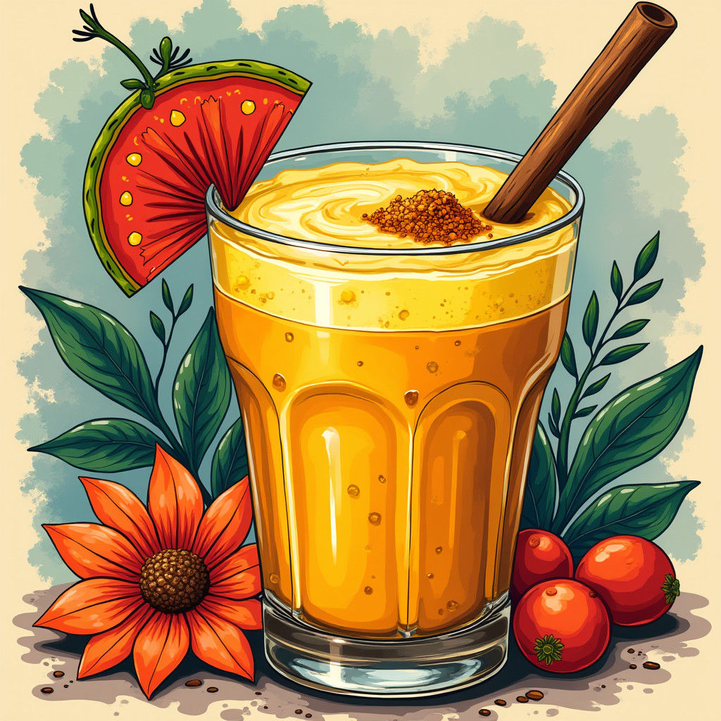 Golden Goddess: Whimsical Turmeric Latte Illustration