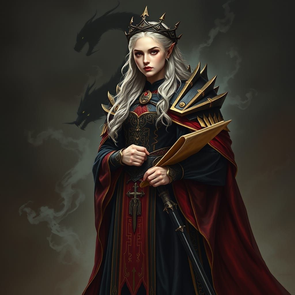 Dark Fantasy Queen Rhaenyra Targaryen with Dragon