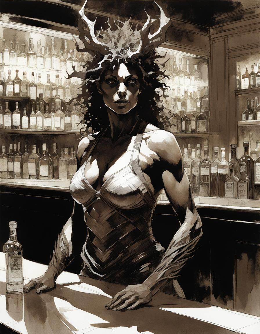 Dramatic Spriggan Portrait in Sienkiewicz Style