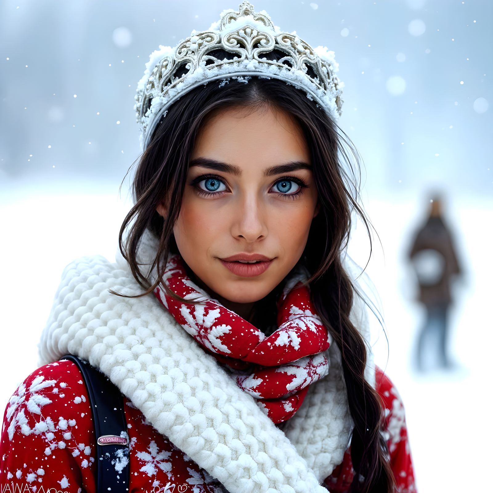 Ethereal Ice Princess with Majestic Silhouette and Fierce Bl...