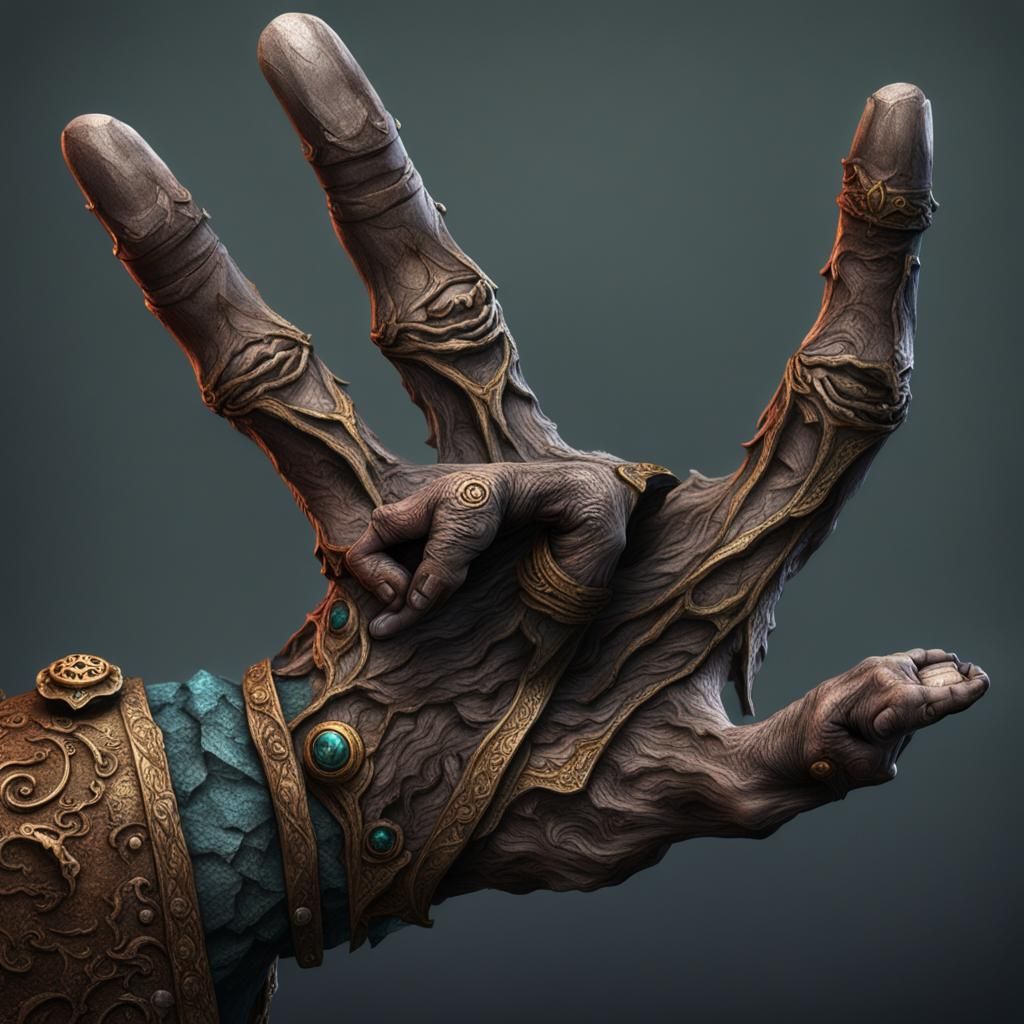 Wizened Wizard's Hand: Detailed Matte Painting