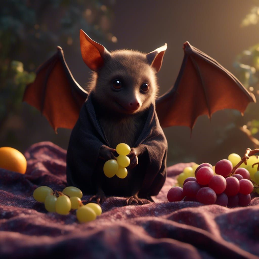 Fruit Bat Enjoying a Grape