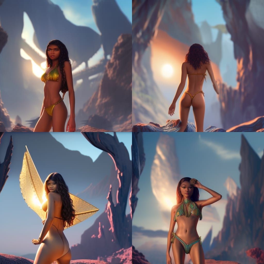 Zendaya in Bikini: Detailed Matte Painting