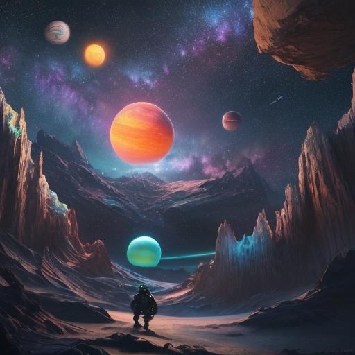 Vibrant Planets in Space: 3D Digital Matte Painting