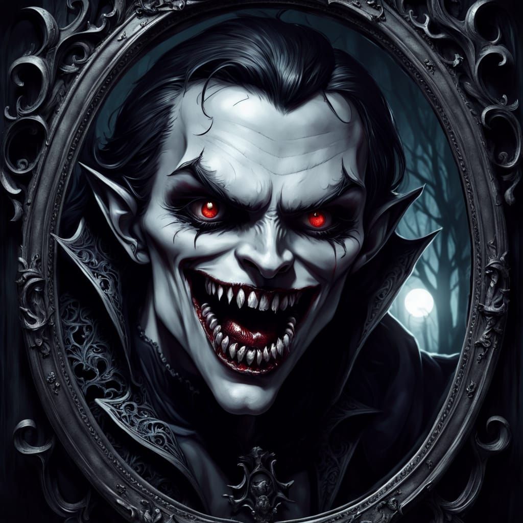 Macabre Vampire Portrait in Haunting, Gothic Style
