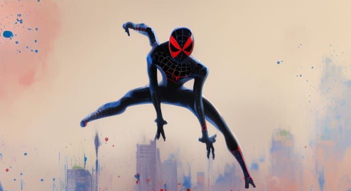 Victorian Spider-Man Portrait with Paint Splatter