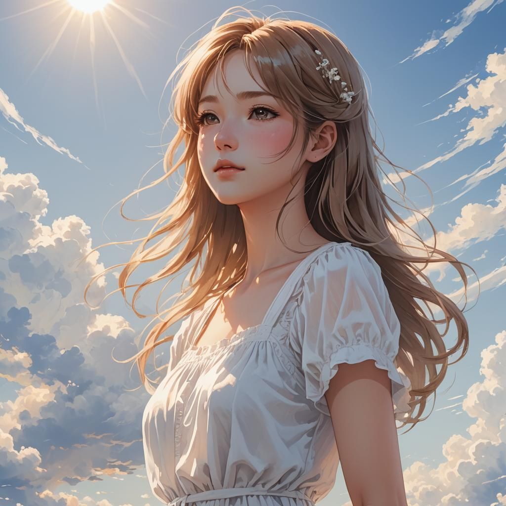 Serene Girl Portrait in Anime Style