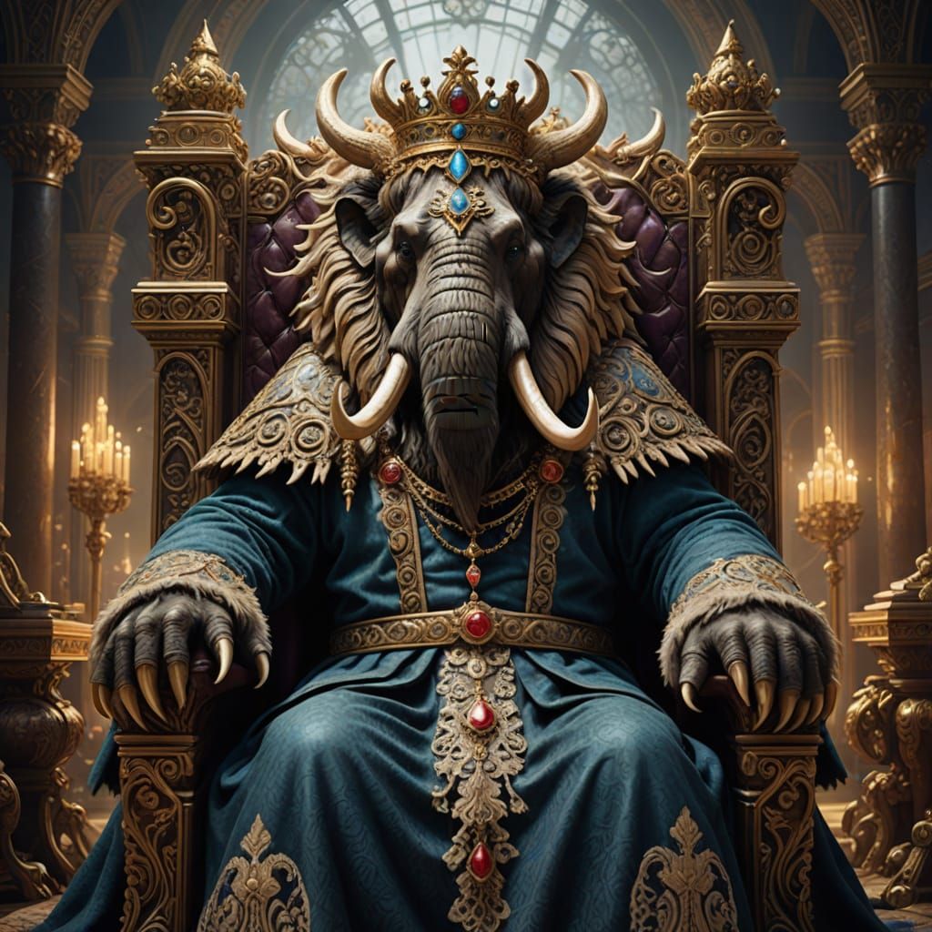 Majestic Woolly Mammoth Queen in Victorian Splendor