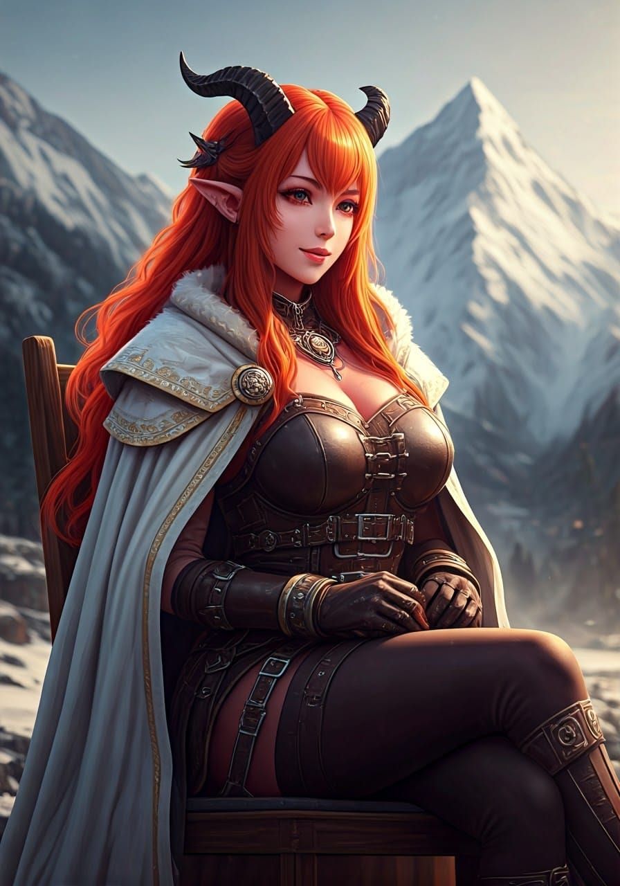 Ethereal Warrior Queen in Anime-Inspired Fantasy Art