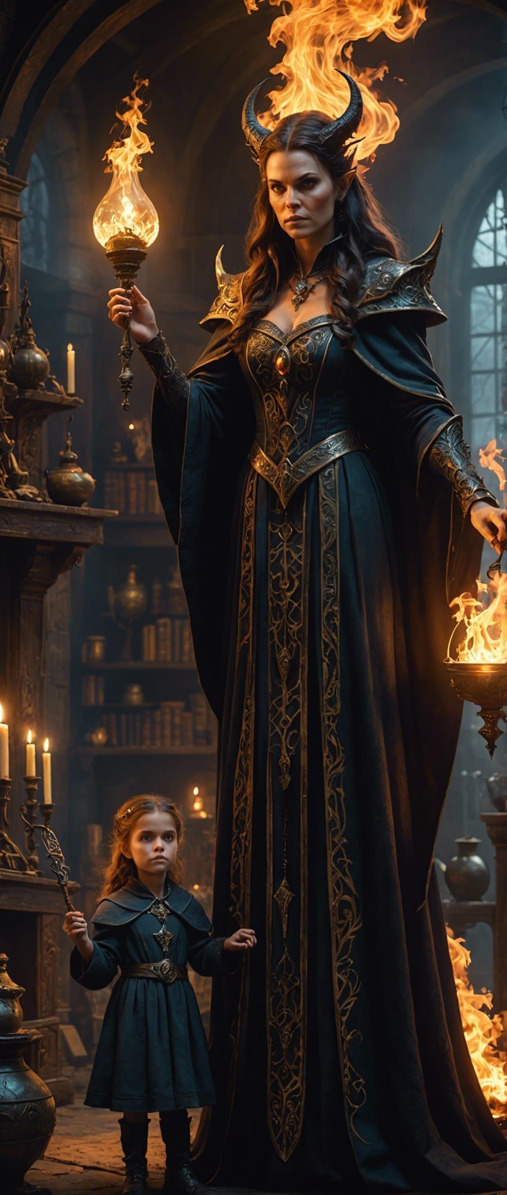 Sorceress Summons Demon in Dark Fantasy Workshop