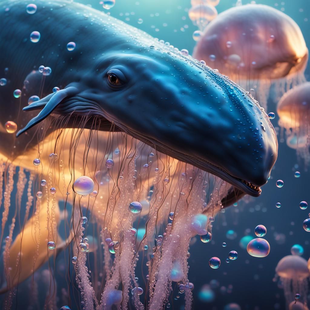 Whale eating a jellyfish