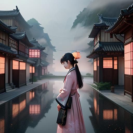 Chinese Girl in Pink Clothes: 3D Anime Art