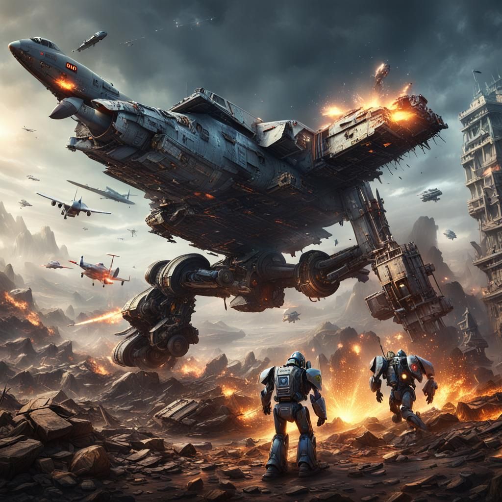 Robots vs Humans War: Fighter Plane Crash