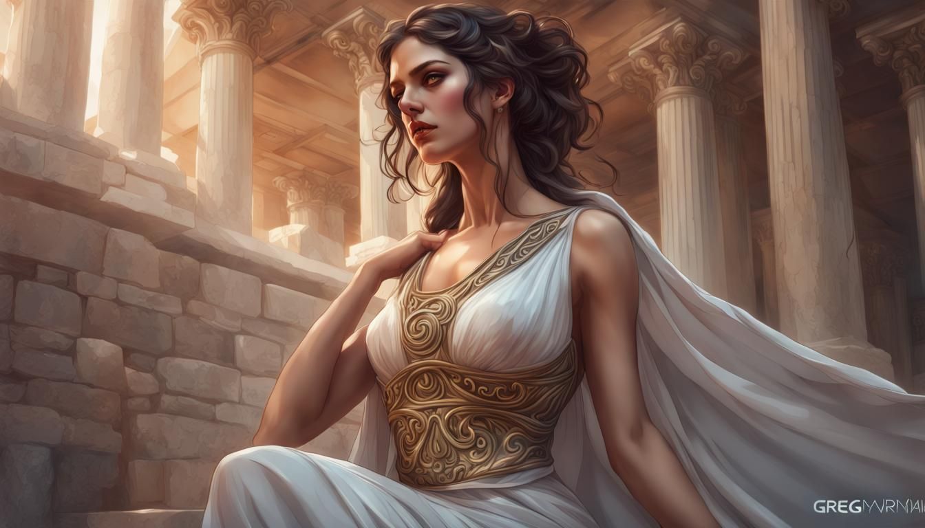 Nyx: Greek Goddess in Antique Greece, Digital Art
