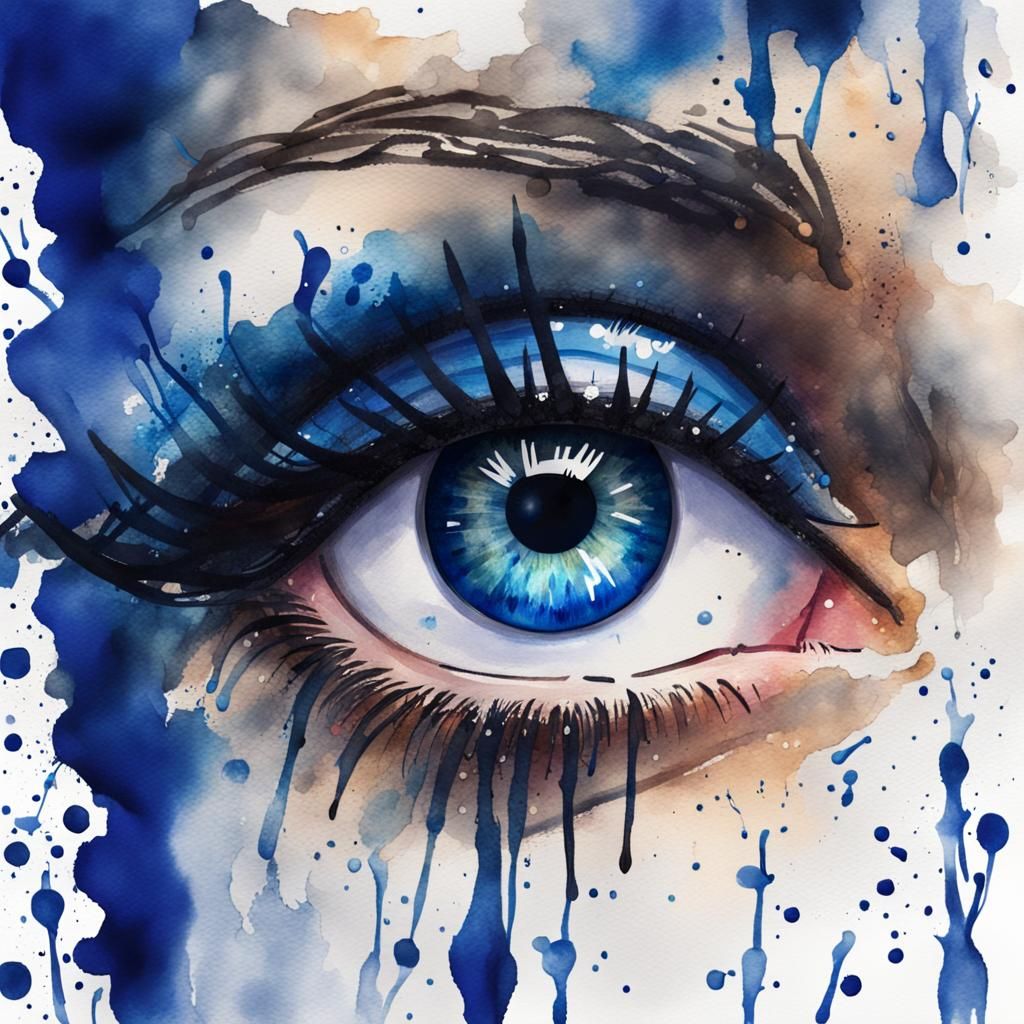 Magical Royal Blue Eye with Long Eyelashes