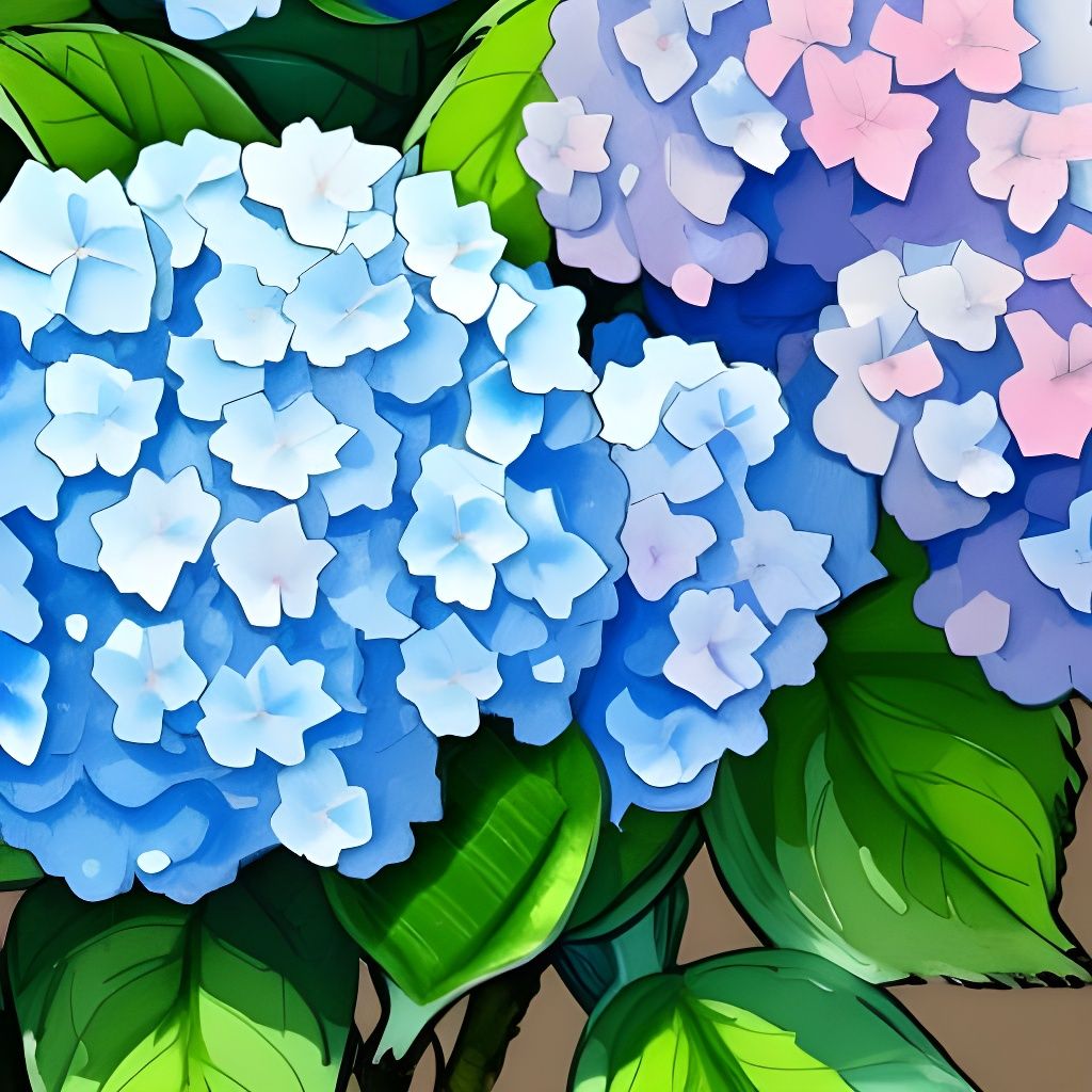 Impressionist Hydrangea in Gouache Style