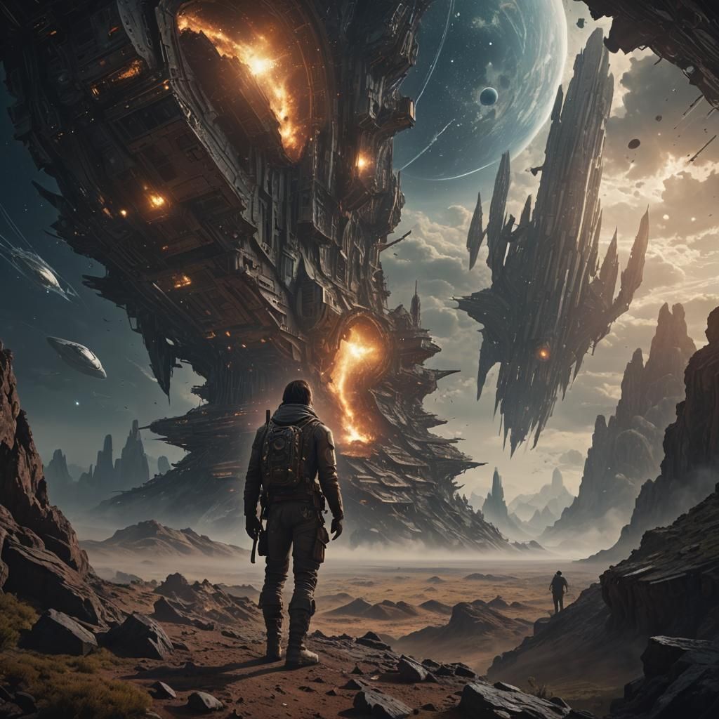 Epic Cosmic Traveller Digital Matte Painting