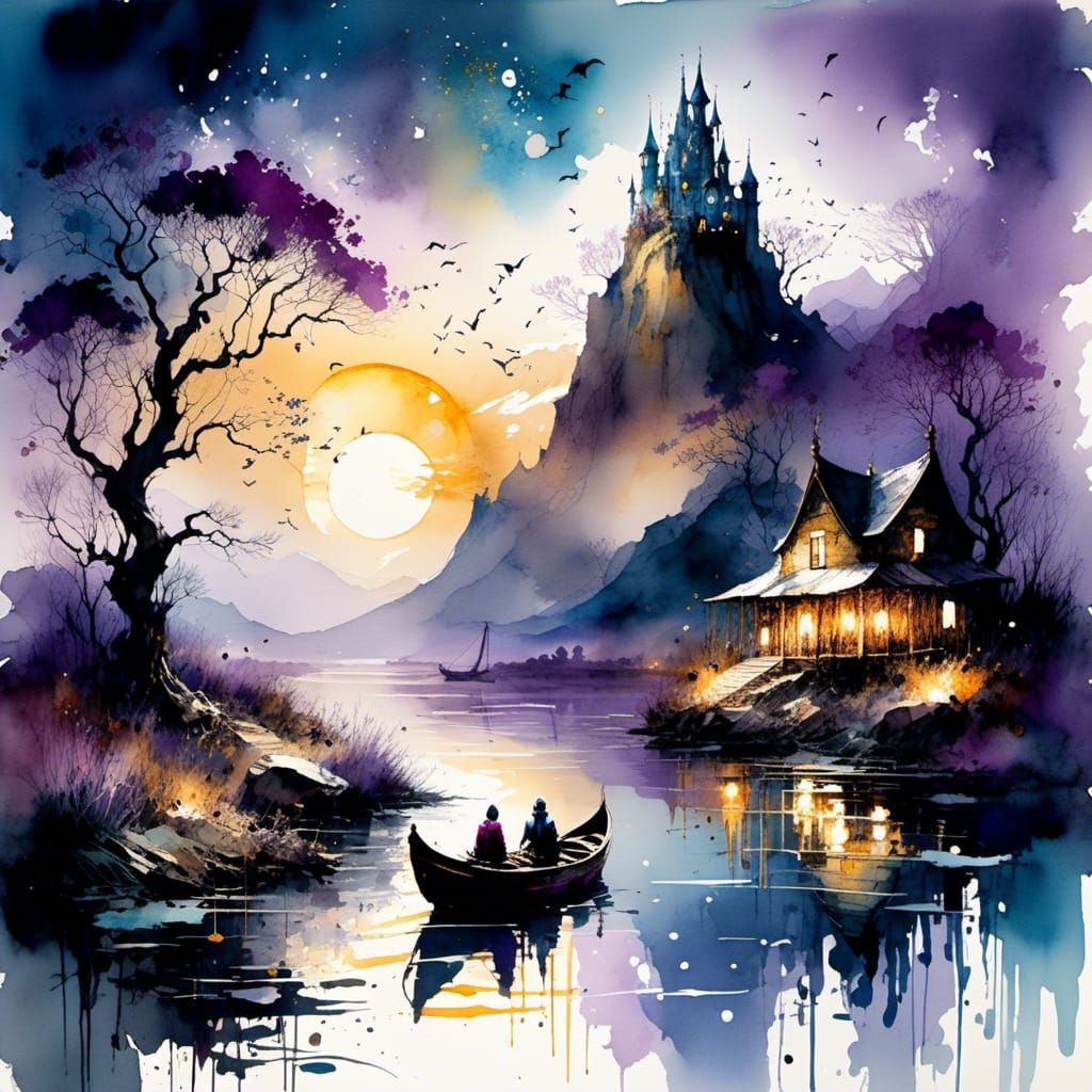 Epic Gateway in Gold and Purple Hues