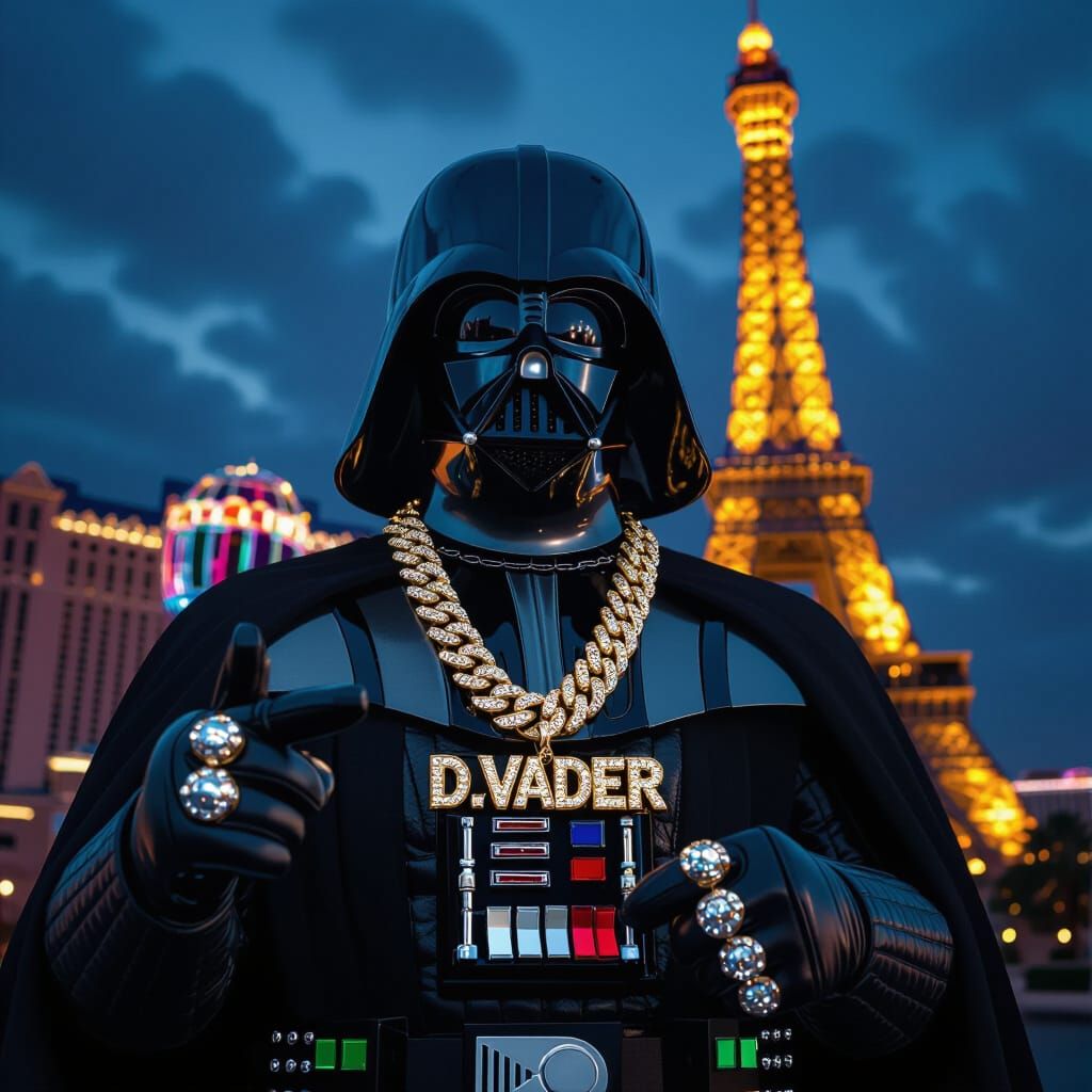 Darth Vader in Vegas with Gold Chain