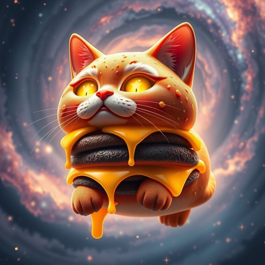 Cosmic Big Mac Cat Nebula Art