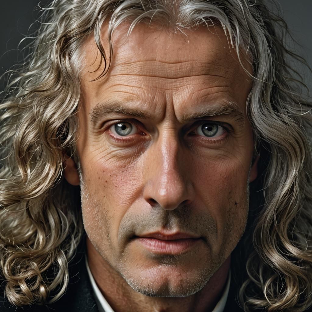 Professional Portrait of Isaac Newton with Bokeh