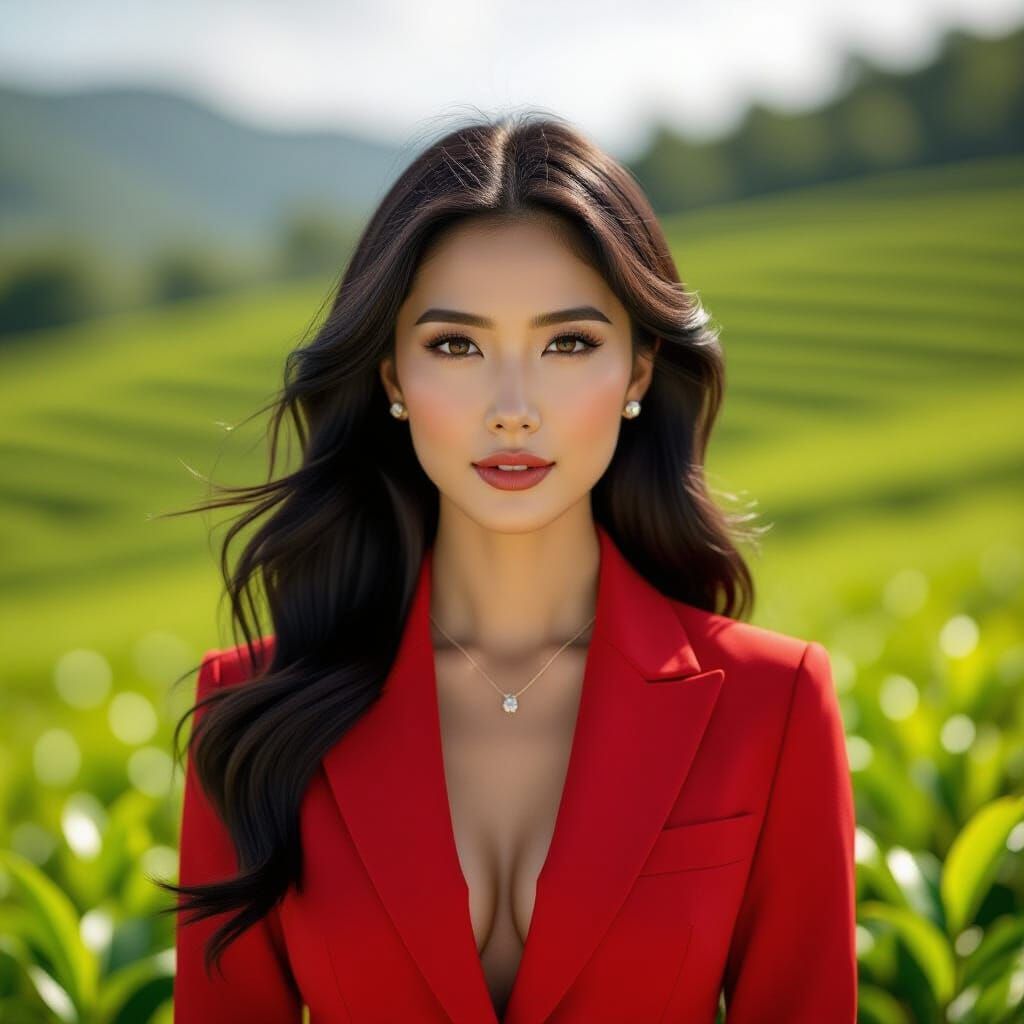 Hyperrealistic Portrait in a Tea Plantation