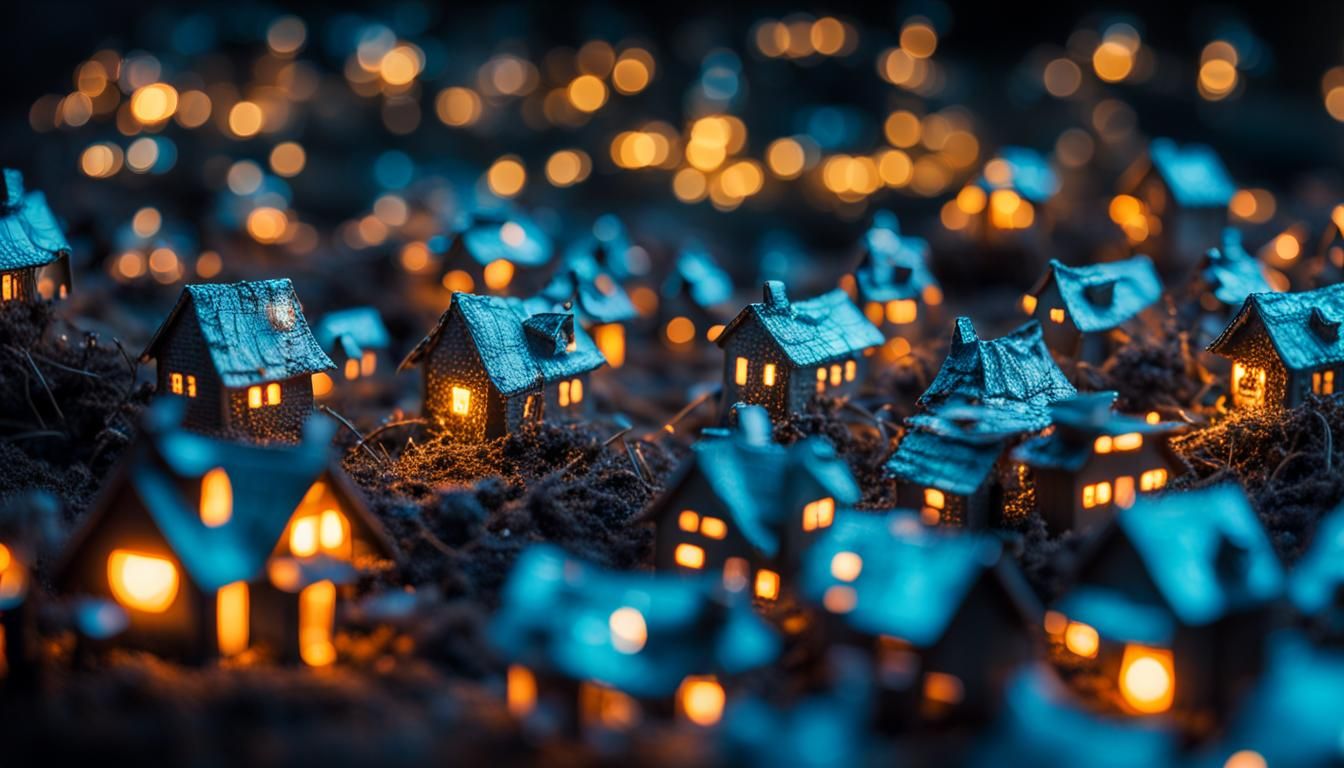 Bioluminescent Tinfoil Bug Village: Digital Art