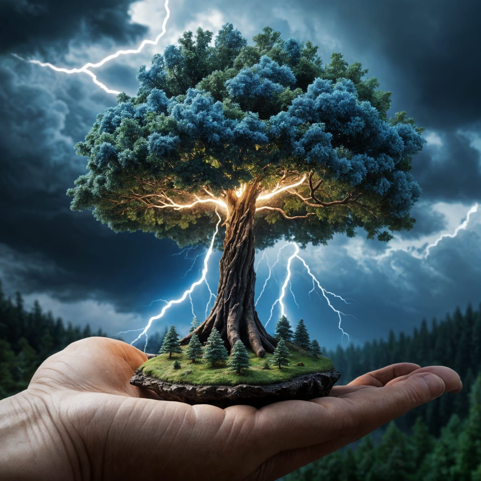 Miniature Thundercloud with Lightning Bolt in Hand