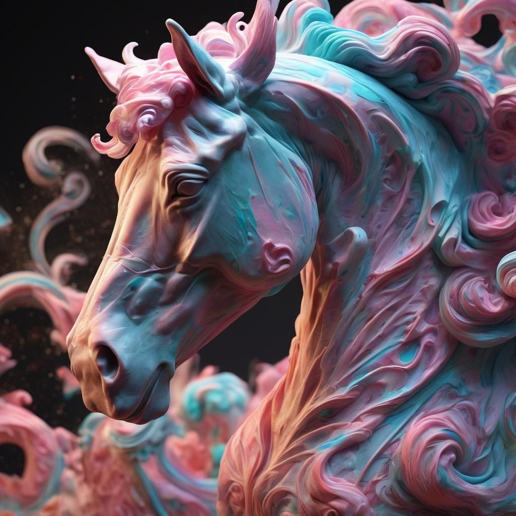 Sculptor Shapes Horse From Cotton Candy: 3D Fractal Art