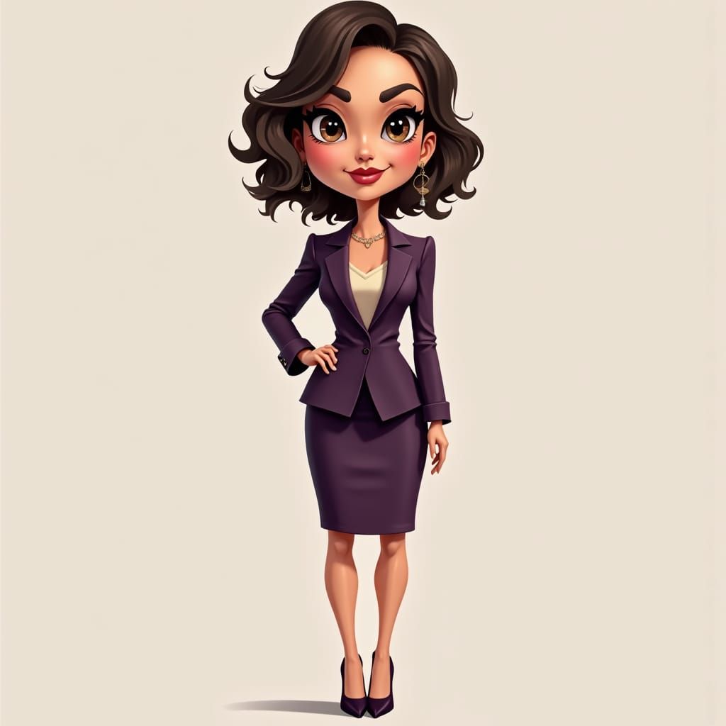 Elegant Fashion Figure in Dark Purple and Lilac