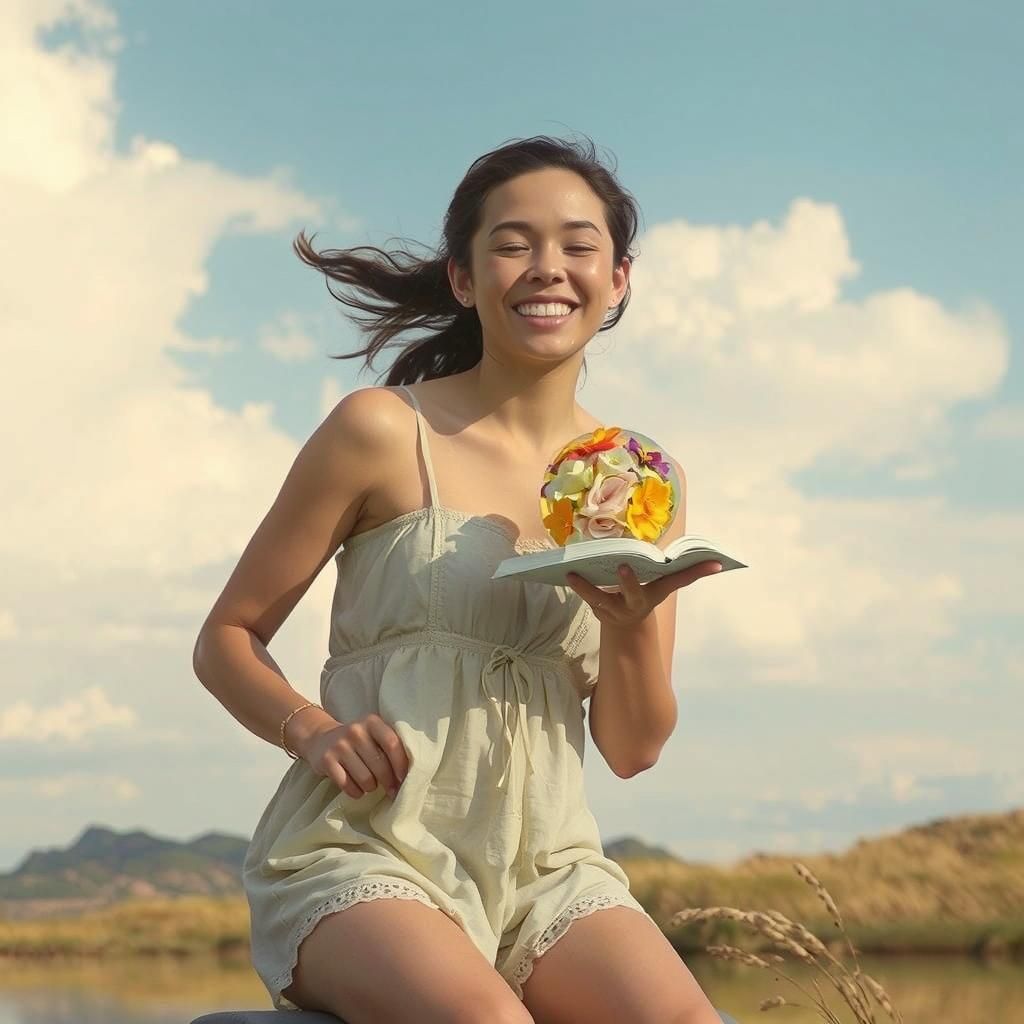 Ethereal Woman with Glass Flower Halo