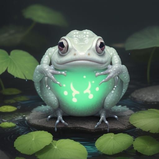 Ghostly Blinkleaf Amphibian with Glowing Prints