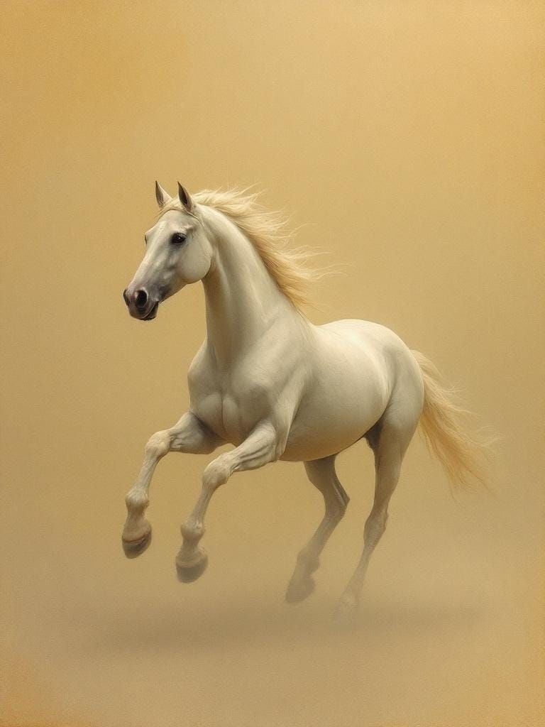 Tonalist Horse Running Free in Ochre Haze