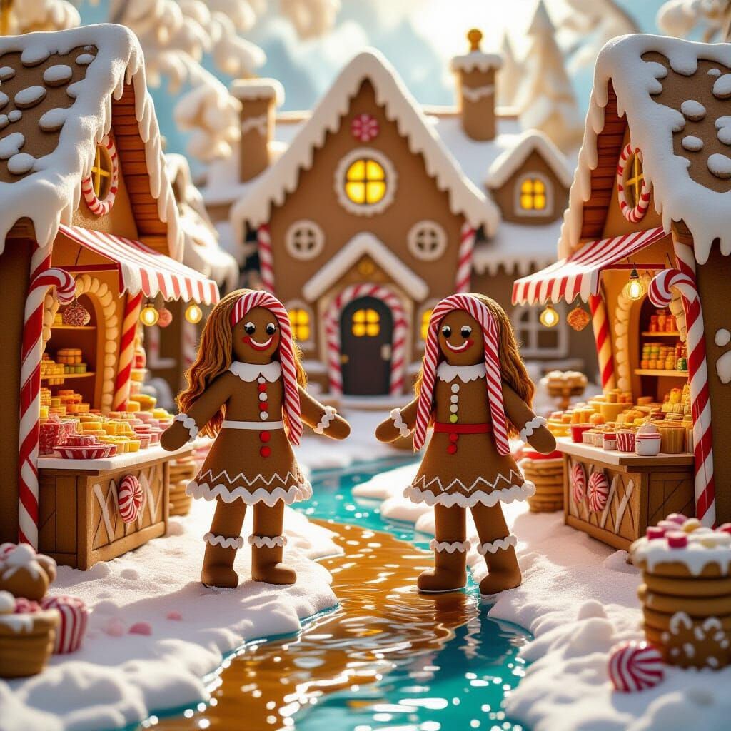 Gingerbread Women in Candy Cane Marketplace