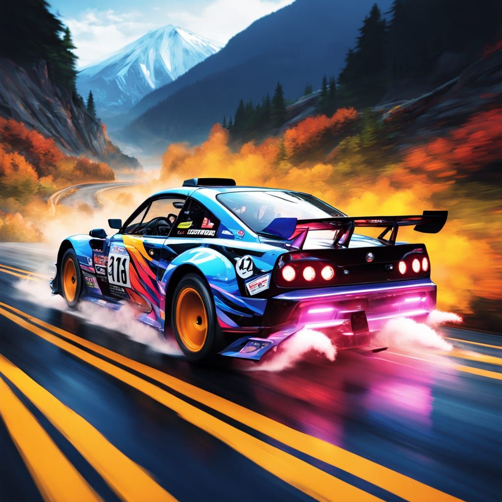 Anime-Inspired Drift Car in Motion