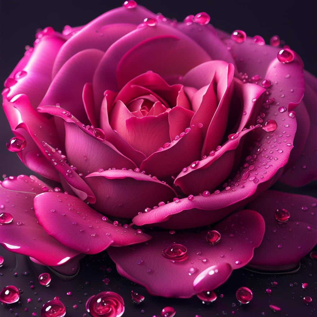 Pink Tea Rose with Dew: Macro Photorealistic 8K