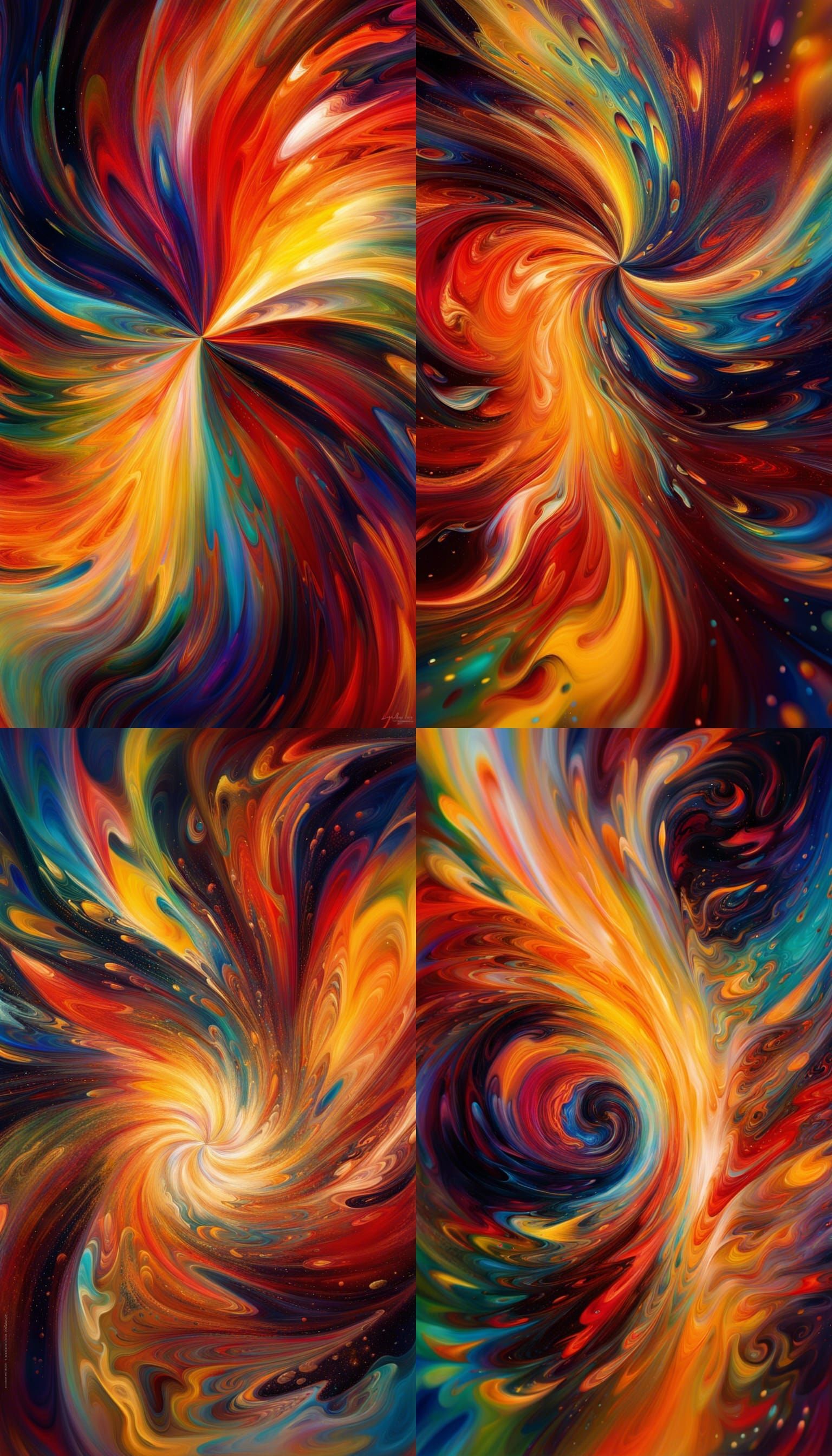 Vibrant Oil Paint Vortex with Spinning Stars