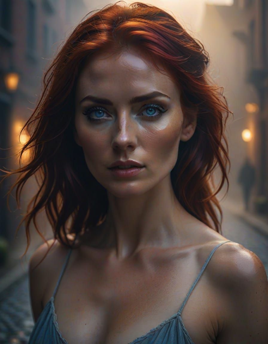 Mysterious Woman in Foggy Alley: A Cinematic Masterpiece