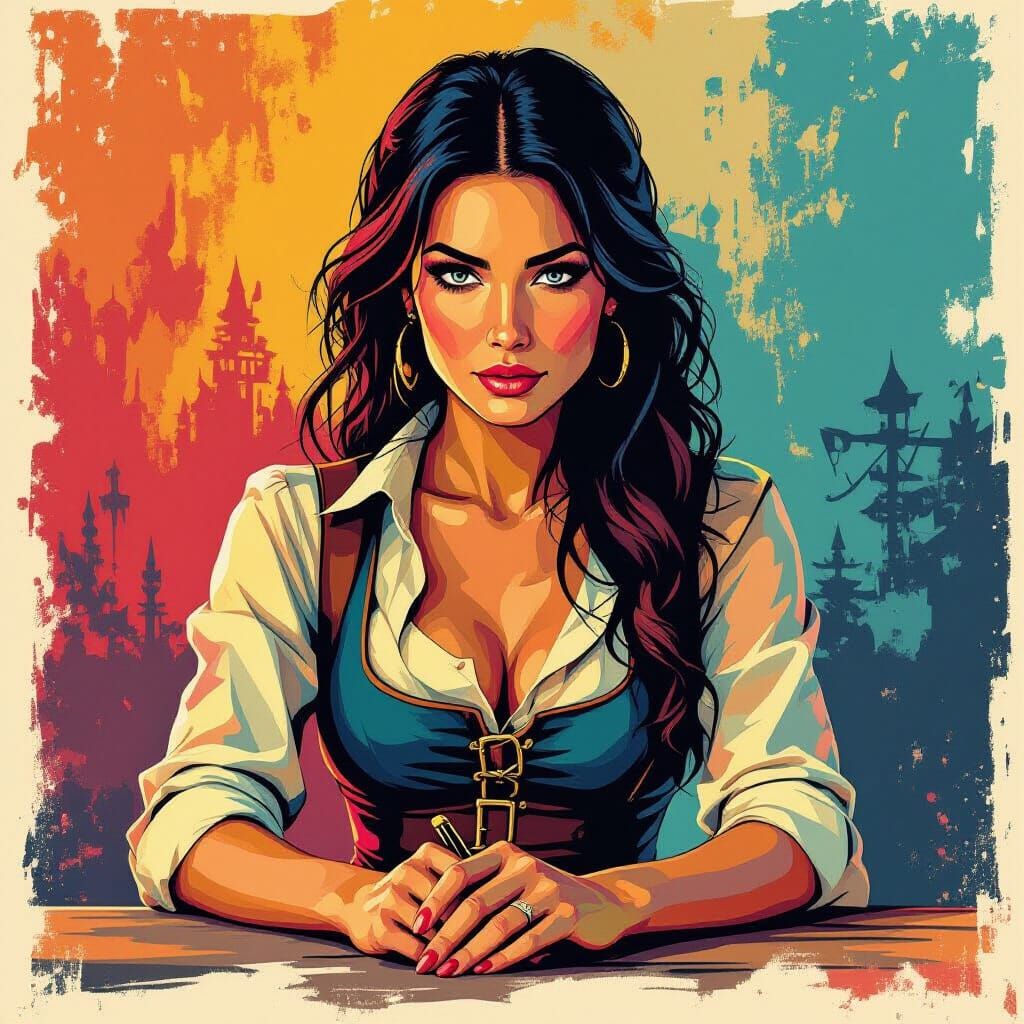 Pirate Woman in Pop Art Style