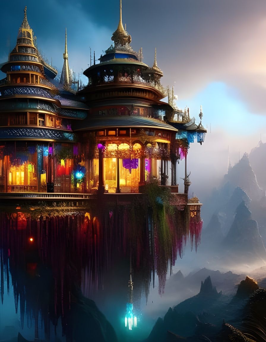 Clockpunk Crystal Shop: Digital Art Gemstone Masterpiece