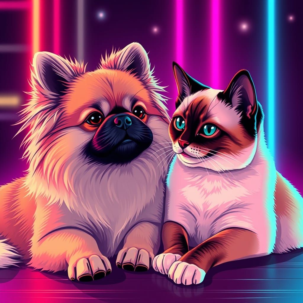 Neon Friends in Retro Synthwave Style