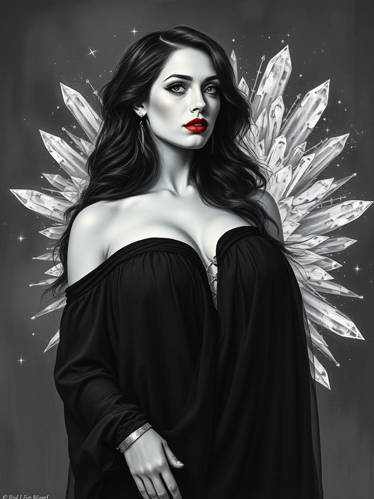 Dark Fantasy Portrait in Oil, a Seductive Sorceress