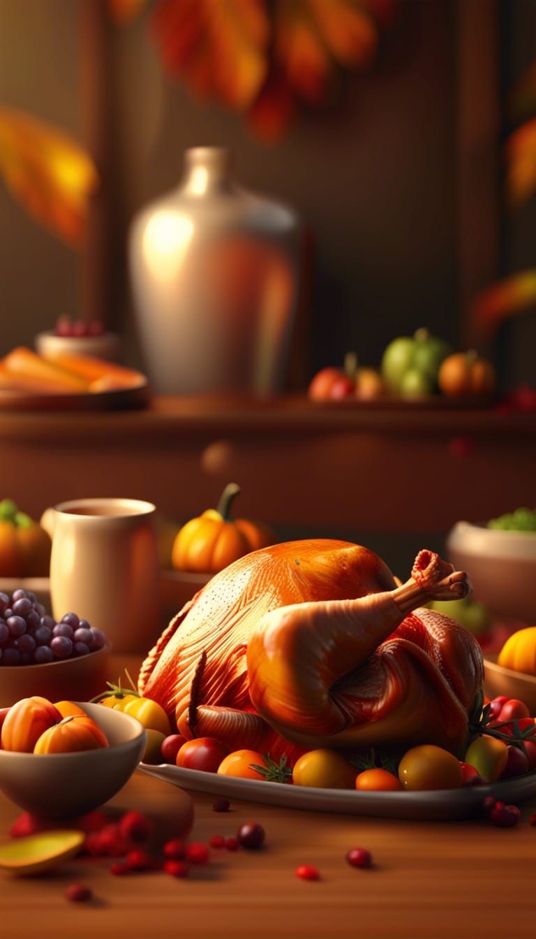 Photorealistic Thanksgiving Turkey in Warm Colors