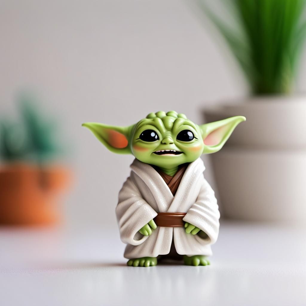 Grogu Bobblehead Figurine in Vibrant Comic Style