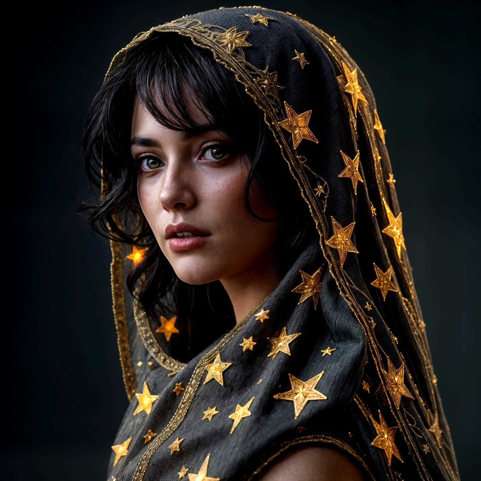 Glamorous Starlit Siren in Ethereal Veil