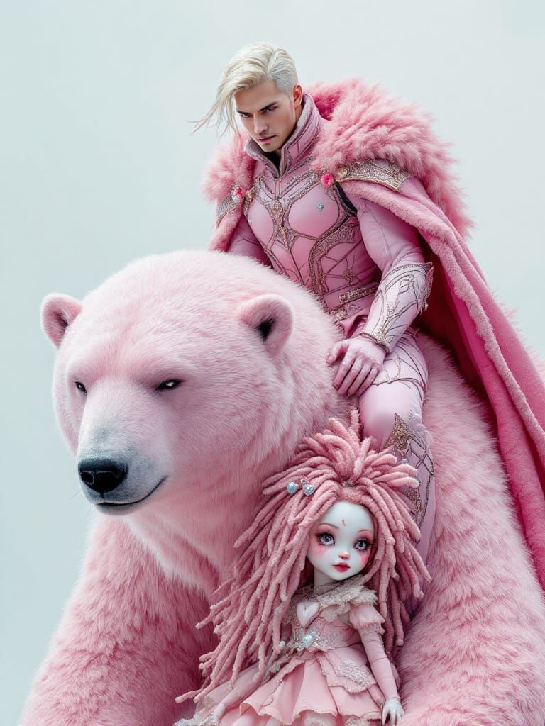 Pink Armored Warrior on Polar Bear