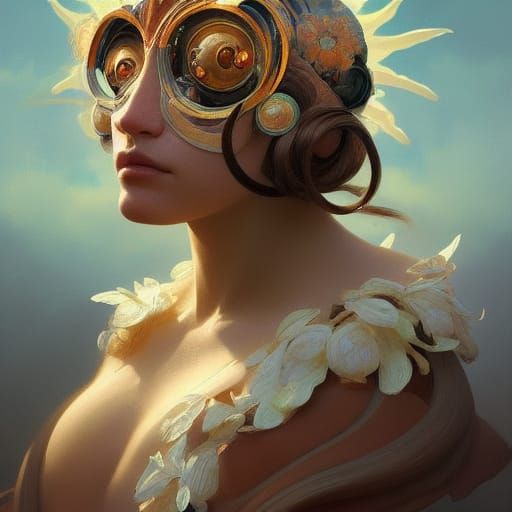 Monkeys, Sun, Moon, and Tropical Elements: Art Nouveau Portr...