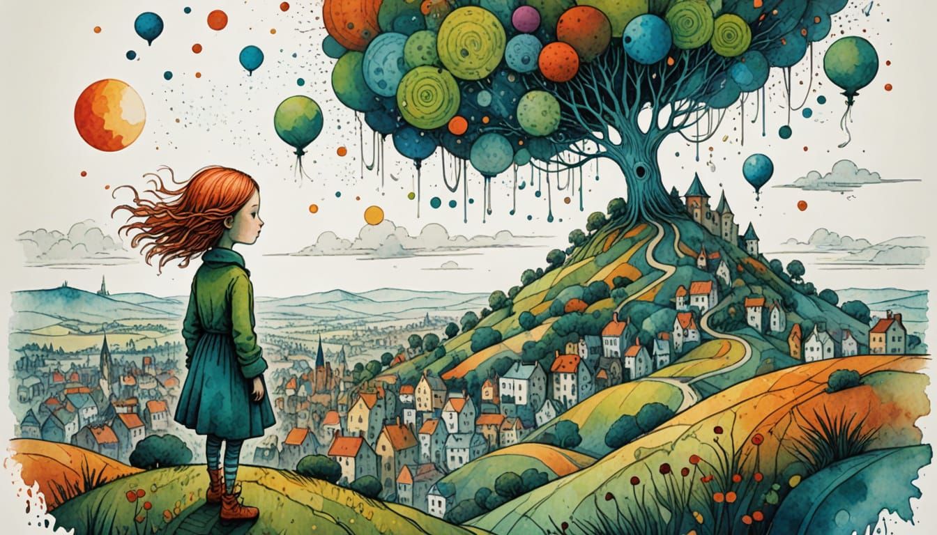 Celestial Cityscape: Children's Book Illustration